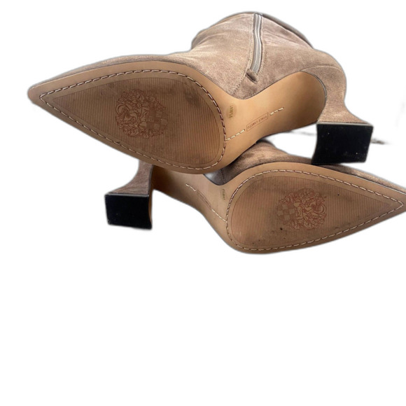 Vince Camuto Alinkay Slouchy Calf Boots Chic Taupe Gray Suede Leather Size 9.5 - Picture 6 of 7